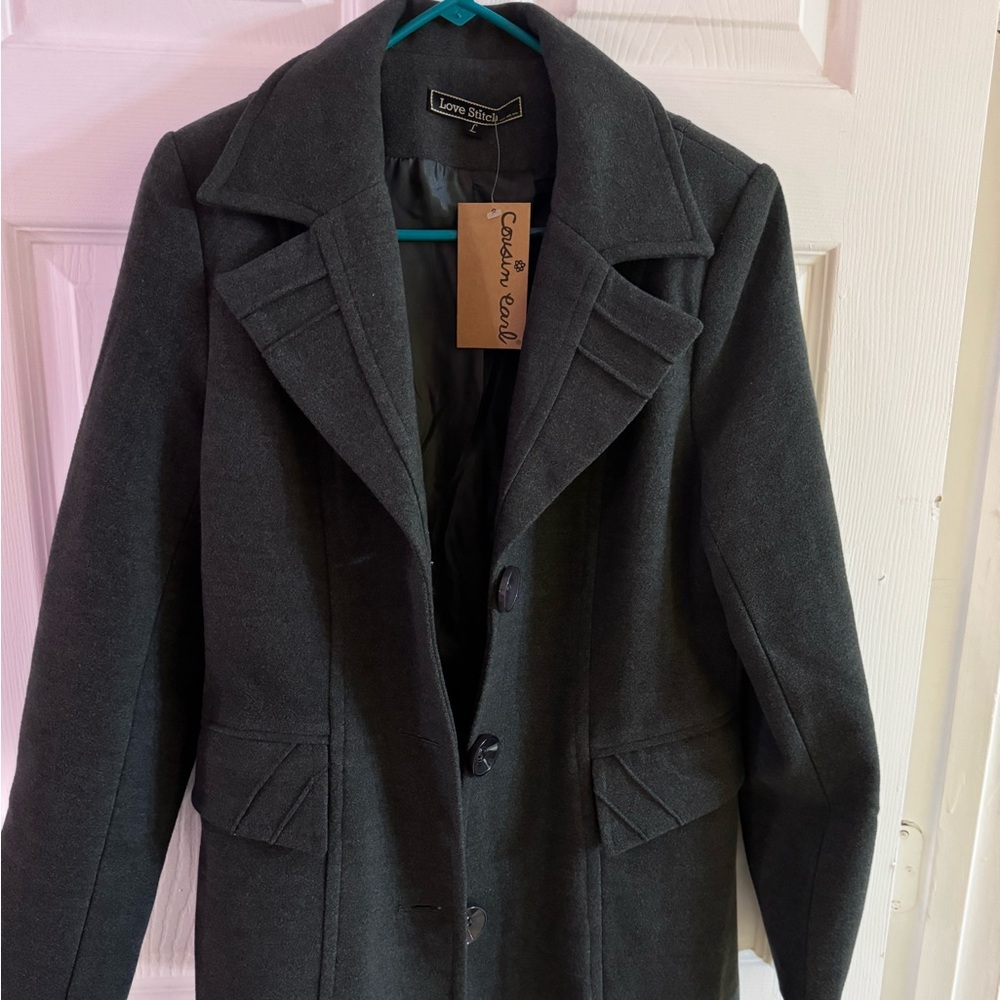 Love Stitch Dark Gray Women's Coat